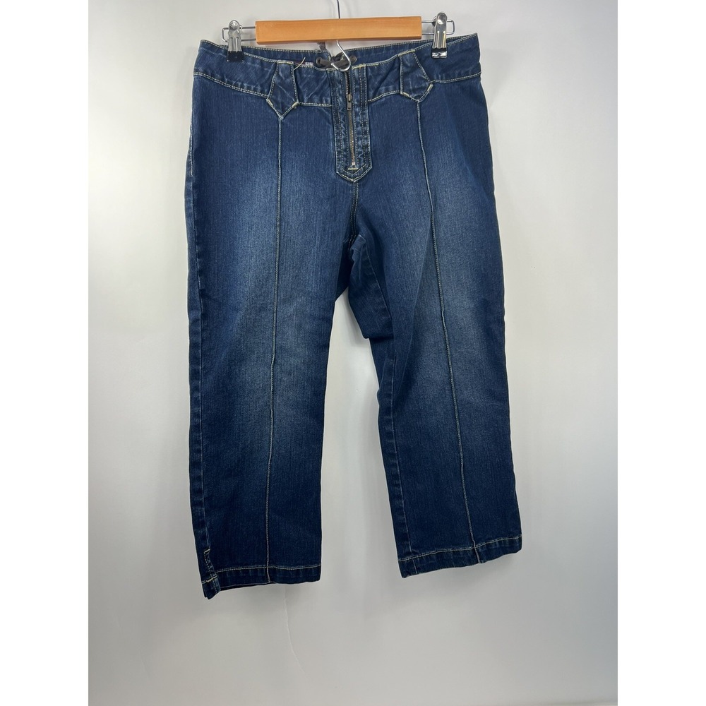 Jordache Lo-Rise Stretch Capri Jeans Juniors Size 11 Blue Tie Closure in‎ Back